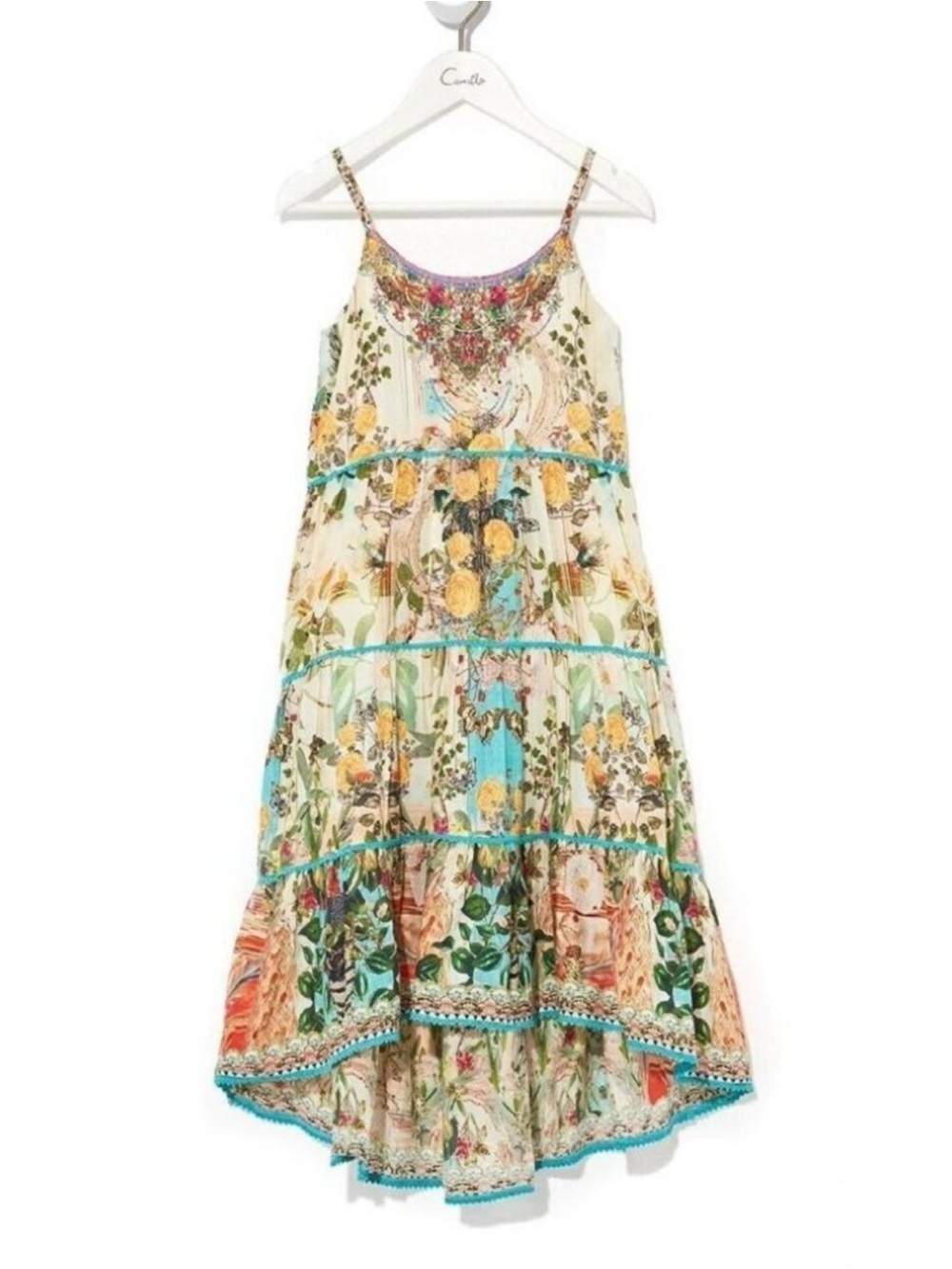 Camilla Tea And Honey Kids Size 14 Hi Low Hem Dress Ladies Size Small